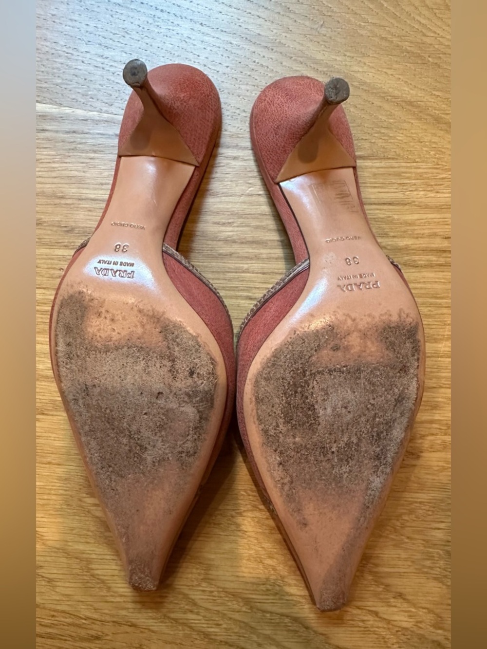 🤎 Vintage PRADA leather pointed-toe Slide Kitten Heels 🤎 - Picture 3 of 6